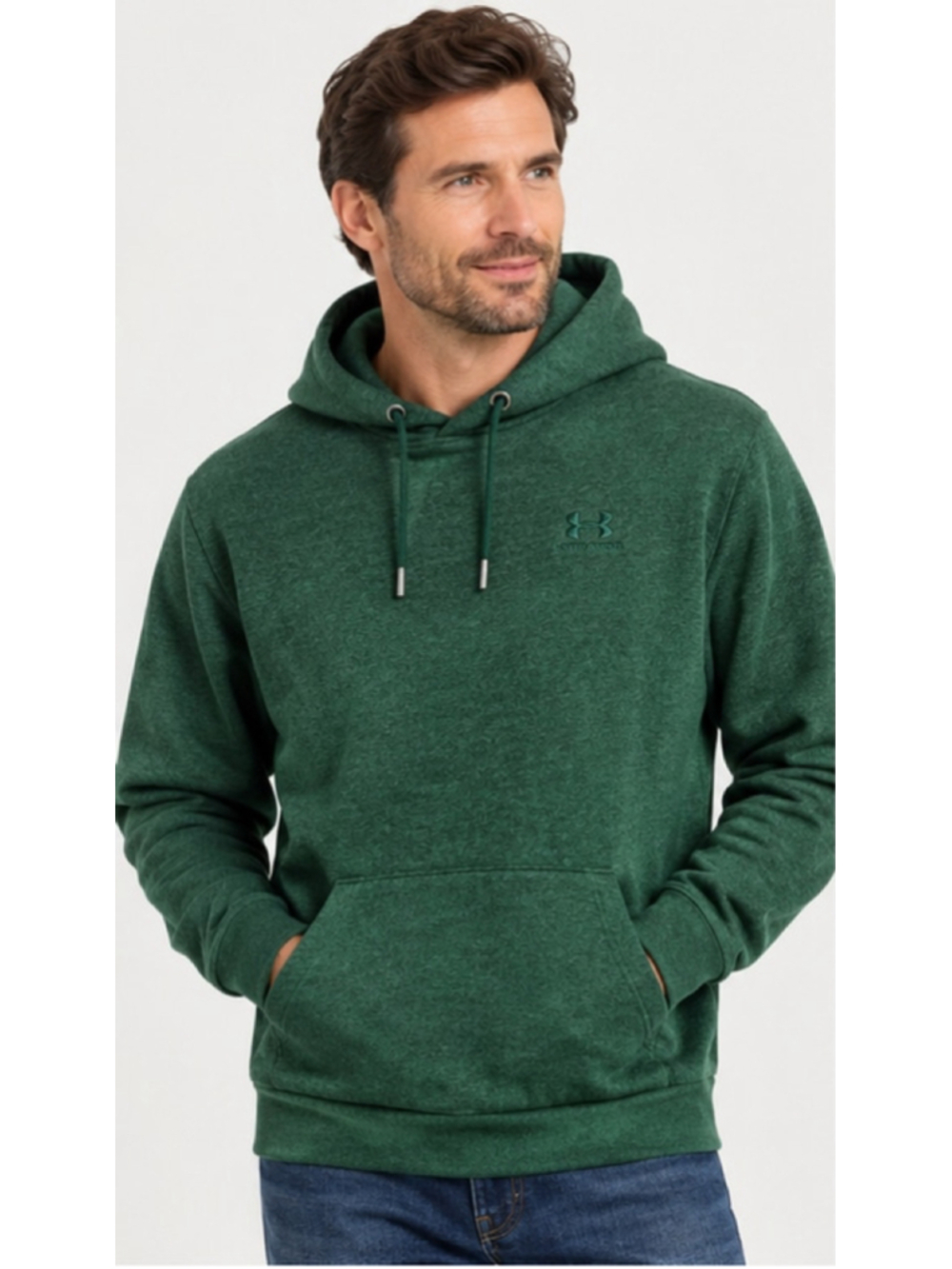 Under Armour Men’s Large Green Heathered Pullover Hoodie Tonal Logo Athleti 1478